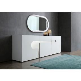 Whiteline Modern Living Mandarin Buffet Matt White With Polished Stainless Steel Decorative Part - Lifestyle