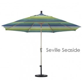California Umbrella 11' Aluminum Market Umbrella Auto Tilt Champagne - Sunbrella