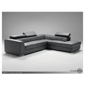 Icon RSF Sectional Black Premium Leather with Side Split