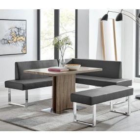 Armen Living Zenith And Amanda 3 Piece Gray Rectangular Dining Set