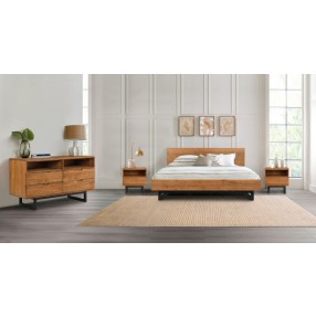 Armen Living Aldo Queen Size 4 Piece Platform Bed Frame Bedroom Set