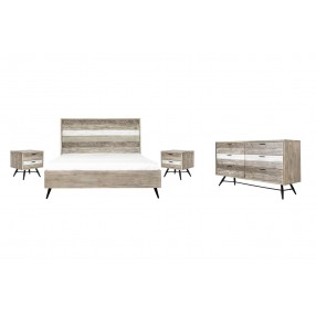 Armen Living Bridges 4 Piece Queen Bedroom Set in Two-Tone Acacia Wood Set
