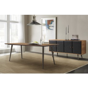 Armen Living Coco Rustic 2 piece Set With Dining Table And Sideboard In Balsamico In Black Leather 