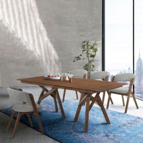 Armen Living Cortina and Rowan 5 Piece Walnut Rectangular Dining Set