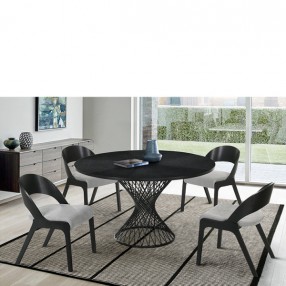 Armen Living Cirque and Polly 5 Piece Black Round Dining Set 