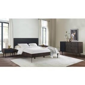 Armen Living Cross Dark Gray Solid Oak King Or Queen 4pc Bedroom Set