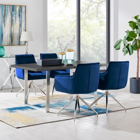 Armen Living Fenton and Blue Noah 5 Piece Modern Rectangular Dining Set