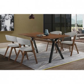 Armen Living Laredo and Rowan 5 Piece Walnut Rectangular Dining Set