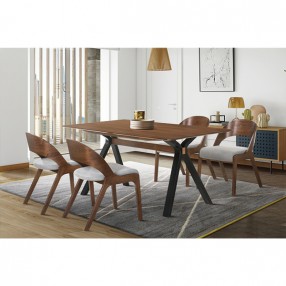 Armen Living Laredo and Polly 5 Piece Walnut Rectangular Dining Set
