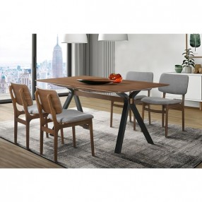 Armen Living Laredo and Lima 5 Piece Walnut Rectangular Dining Set