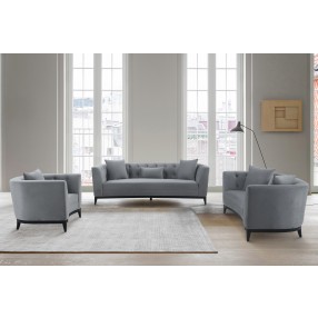 Armen Living Melange 3 Piece Blue/Gray Velvet Living Room Seating Set