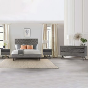 Armen Living Makena 4 Piece Queen Bedroom Set In Grey Acacia Wood In Gray