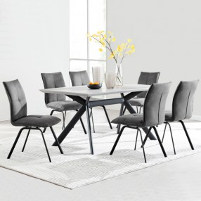 Armen Living Margot and Charcoal Rylee 7 Piece Modern Rectangular Dining Set