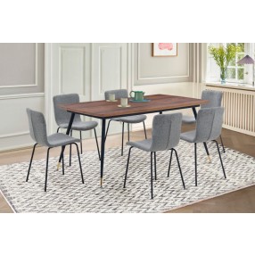 Armen Living Messina and Gillian Light Gray Fabric 7 Piece Rectangular Dining Set