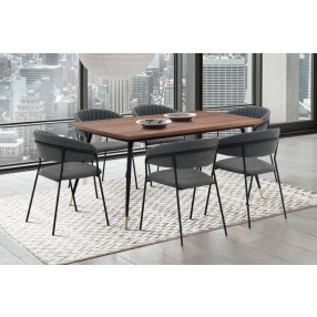 Armen Living Messina and Nara Gray Faux Leather Rectangular Dining Set- 7 Piece