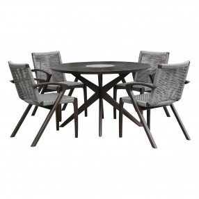 Oasis and Brielle 5 Piece Dark/Light Eucalyptus and Stone Outdoor Patio Dining Set 