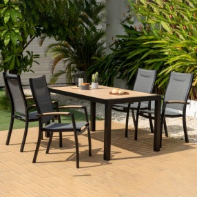 Armen Living Panama Outdoor 5 Piece Black Aluminum Dining Set