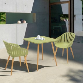 Armen Living Nassau Outdoor 3 Piece Sage Eucalyptus Dining Set