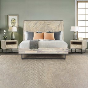 Armen Living Peridot 3 Piece Queen Bedroom Set in Natural Acacia Wood