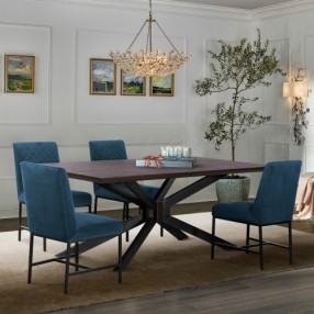 Armen Living Pirate Velvet Napoli 5 Piece Modern Dining Set Blue