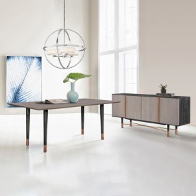 Armen Living Turin Rustic 2 piece set with Dining Table and Sideboard in Black Brushed