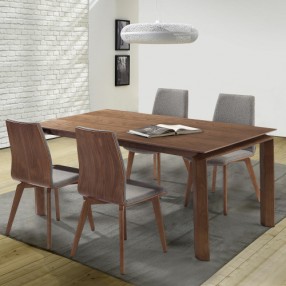 Armen Living Parker Mid-Century Walnut Wood 5 Piece Dining Set 