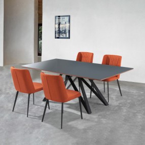 Armen Living Maine Contemporary Gray Glass 5 Piece Metal Dining Set