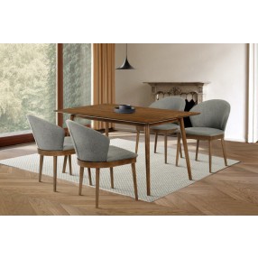 Armen Living Westmont and Juno Walnut 5 Piece Dining Set Charcoal