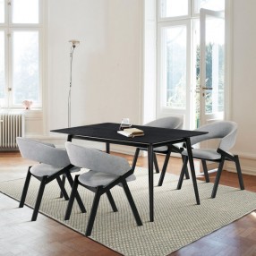 Armen Living Westmont and Talulah Grey 5 Piece Dining Set- Black