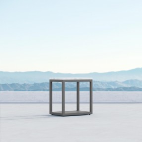 Azzurro Living Seaview Side Table With Matte Charcoal Aluminum Frame And Honed Carrara Marble - Lifestyle