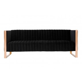 Manhattan Comfort Trillium 3-Piece Black and Gold Sofa and Armchair Set Front