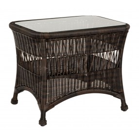 Woodard Sommerwind Side Table with Glass Top in Chocolate