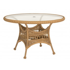 Woodard Sommerwind 48" Round Umbrella Table with Glass Top - Angled