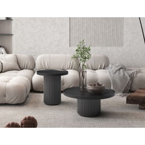 Whiteline Modern Living Heidi Side Table In Smoke Oak Top And Wood Base in Silver Matt Grey - Lifestyle