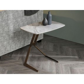 Whiteline Modern Living Katy Side Table With 12mm Grey Ceramic Top In Bronze Brushed Metal Base - Lifestyle