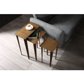 Whiteline Modern Living Nia Nest Side Table In Metal Top - Lifestyle