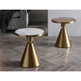 Whiteline Modern Living Pia Side Table With White Marble White Top - Lifestyle