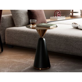 Whiteline Modern Living Zora Side Table In Brushed Stainless-Top - Lifestyle
