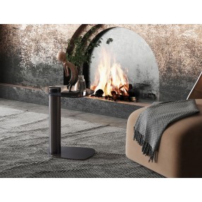 Whiteline Modern Living Lexi Side Table In Top and Base in Oak Smoked Veneer - Lifestyle