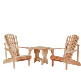 All Things Cedar 3 PieceWestern Red Cedar Adirondack Chair and Outdoor Cedar Table