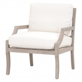 Essentials For Living Stratton Club Chair - Performance Boucle Snow, Natural Gray Beech - Front Side Angle