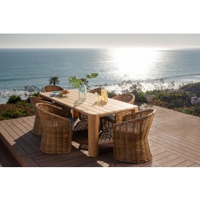 Sunset West Natural Teak 96" Dining Table - Lifestyle 1