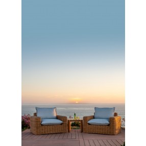 Sunset West Playa Oversized Swivel Club Chair in Soothe Pearl with Flange Welt - Lifestyle