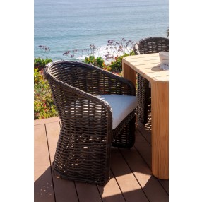 Sunset West Cabo Dining Chair in Soothe Pearl with Flange Welt - Lifestyle 3