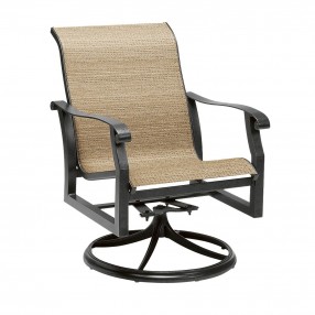 Woodard Cortland Sling Swivel Rocking Dining Arm Chair