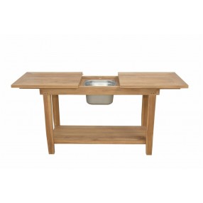 Anderson Teak Nautilus Console Table w/ SS Container Open