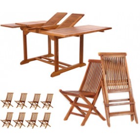 All Things Cedar 9pc. Extension Folding Chair Set