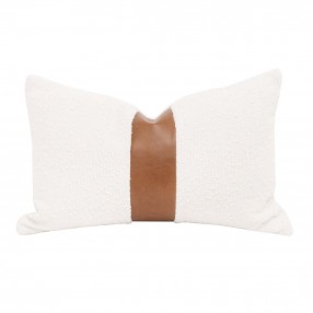 Essentials For Living The Split Decision 20" Essential Lumbar Pillow in Whiskey Brown Top Grain Leather Stripe - Set of Two - Front Angle