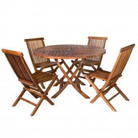 5-Piece Round Folding Table Set & Cushions
