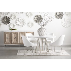 Turino Carrera 54 Round Dining Table Base - Brushed Stainless Steel - Lifestyle